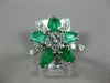 ESTATE LARGE 2.52CT DIAMOND & AAA EMERALD 14K WHITE GOLD FLOWER ANNIVERSARY RING