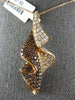 ESTATE LARGE 1.95CT WHITE & ORANGE DIAMOND 18KT ROSE GOLD 3D LEAF FUN PENDANT