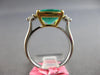 EXTRA LARGE 4.44CT DIAMOND & AAA EMERALD 18K 2 TONE GOLD CUSHION ENGAGEMENT RING