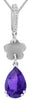 1.67CT DIAMOND & AAA AMETHYST 14KT WHITE GOLD PEAR SHAPE & ROUND FLOWER PENDANT