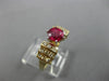 1.15CT DIAMOND & AAA RUBY 14K YELLOW GOLD 6 PRONG PYRAMID ENGAGEMENT RING #27643