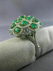 ESTATE LARGE 4.87CT DIAMOND & AAA EMERALD 18KT 2 TONE GOLD FLOWER CLUSTER RING
