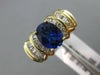 ESTATE 4.20CT DIAMOND & AAA SAPPHIRE 14KT YELLOW GOLD MULTI ROW ENGAGEMENT RING