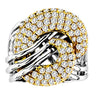 ESTATE LARGE 2.0CT DIAMOND 18KT WHITE & YELLOW GOLD 3D ROUND LOVE KNOT FUN RING