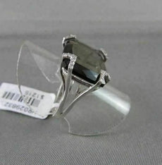 ANTIQUE 10.50CTW FANCY SHAPE SMOKEY TOPAZ DIAMOND 18KT WHITE GOLD RING
