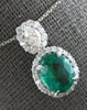 LARGE 2.26CT DIAMOND & AAA COLOMBIAN EMERALD 18KT WHITE GOLD HALO PENDANT #28060