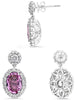 LARGE 5.54CT DIAMOND & AAA PINK SAPPHIRE 18K WHITE GOLD 3DOVAL & ROUND EARRINGS