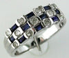 WIDE .83CT DIAMOND & AAA SAPPHIRE 14KT WHITE GOLD 3D SEMI BEZEL ANNIVERSARY RING
