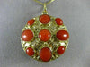 ANTIQUE LARGE AAA CORAL 18KT YELLOW GOLD DOUBLE SIDED FILIGREE PENDANT #16494