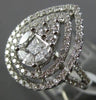 LARGE 18KT WHITE GOLD ENGAGEMENT RING. 3D CLUSTER PEAR SHAPE DOUBLE HALO DESIGN