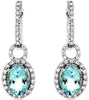 2.53CT DIAMOND & AAA AQUAMARINE 14KT WHITE GOLD OVAL & ROUND LOVE KNOT EARRINGS