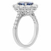 ESTATE 2.85CT DIAMOND & AAA SAPPHIRE 18K WHITE GOLD 3D OVAL HALO ENGAGEMENT RING