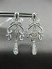 ESTATE LARGE 1CT DIAMOND 14K WHITE GOLD OPEN FILIGREE TEAR DROP HANGING EARRINGS