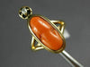 ANTIQUE WIDE .03CT DIAMOND & AAA CORAL 14KT YELLOW GOLD 3D PORTRAIT RING #22349