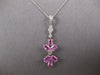 ESTATE 1.36CT DIAMOND & AAA PINK SAPPHIRE 14K WHITE GOLD FLOWER FLOATING PENDANT