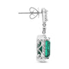 LARGE 7.28CT DIAMOND & AAA EMERALD 18KT WHITE GOLD 3D BAGUETTE HANGING EARRINGS