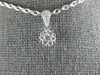 ESTATE SMALL .19CT DIAMOND 18KT WHITE GOLD 3D CLUSTER FLOWER LOVE PENDANT