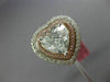 GIA EXTRA LARGE 4.34CT MULTI COLOR DIAMOND 18K 2 TONE GOLD HEART ENGAGEMENT RING