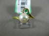 ESTATE .05CT AAA EMERALD & SOUTH SEA PEARL 14KT YELLOW GOLD 3D ANNIVERSARY RING