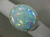ESTATE EXTRA LARGE 10.92CT DIAMOND & AAA OPAL 14KT WHITE GOLD 3D OVAL HALO RING