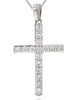 .47CT DIAMOND 14KT WHITE GOLD ROUND CLASSIC CHANNEL PRONG CROSS FLOATING PENDANT