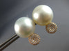 ESTATE LARGE .49CT DIAMOND & AAA SOUTH SEA PEARL 18KT ROSE GOLD CIRCULAR STUD EARRINGS