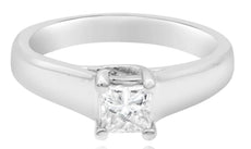 ESTATE .48CT DIAMOND 14KT WHITE GOLD PRINCESS SOLITAIRE LUCIDA ENGAGEMENT RING