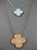 LARGE 1.57CT WHITE & LIGHT PINK DIAMOND 18K WHITE & ROSE GOLD 3D FLOWER NECKLACE