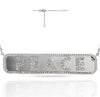 ESTATE .16CT DIAMOND 14KT WHITE GOLD 3D CLASSIC PEACE RECTANGULAR FUN NECKLACE