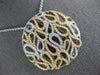 LARGE 1.78CT DIAMOND 18K TRI COLOR GOLD OPEN FILIGREE TEAR DROP CIRCULAR PENDANT