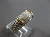 WIDE .21CT DIAMOND 14K YELLOW GOLD & 925 SILVER MULTI ROW SQUARE FUN RING #28298