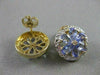 ESTATE 1.70CTW TANZANITE 14KT 2 TONE GOLD FILIGREE FLOWER ROUND EARRINGS #22624