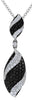 1.59CT WHITE & BLACK DIAMOND 18KT WHITE GOLD 3D DOUBLE LEAF FUN FLOATING PENDANT