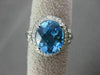 ESTATE 3.53CTW DIAMOND & AAA EXTRA FACET BLUE TOPAZ 14KT WHITE GOLD OVAL RING