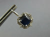 2.55CT DIAMOND & AAA SAPPHIRE 14KT WHITE GOLD 3D SQUARE FLOWER HANGING EARRINGS