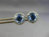ESTATE 2.80CT DIAMOND & AAA SAPPHIRE 14KT WHITE GOLD 3D ROUND HALO STUD EARRINGS