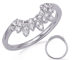 .26CT DIAMOND 14KT WHITE GOLD 3D ROUND V SHAPE FLORAL WEDDING ANNIVERSARY RING