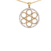 ESTATE 1.52CT DIAMOND 18K 2 TONE GOLD MULTI CIRCULAR FLOWER FUN FLOATING PENDANT
