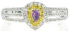 .49CT WHITE PINK & FANCY YELLOW DIAMOND 18K WHITE ROSE GOLD HALO ENGAGEMENT RING