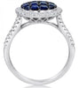 1.84CT DIAMOND & SAPPHIRE 14KT WHITE & BLACK GOLD ROUND & SQUARE INVISIBLE RING