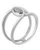 0.05CT DIAMOND 18K WHITE GOLD CLASSIC ROUND CLUSTER MARQUISE SHAPE LOVE KNOT RING