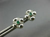 ESTATE .20CT DIAMOND & AAA EMERALD 14KT WHITE GOLD FLOWER SQUARE STUD EARRINGS
