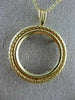 ESTATE 14KT YELLOW GOLD 3D CLASSIC ROPE ROUND COIN FRAME PENDANT #MILANO028