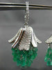 ANTIQUE LARGE 38.89CT DIAMOND & AAA EMERALD 18KT WHITE GOLD CHANDELIER EARRINGS