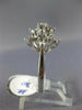 ESTATE WIDE 1.10CT DIAMOND 14KT WHITE GOLD 3D CLUSTER FLOWER LOVE RING