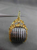 ESTATE LARGE .30CT DIAMOND 14K BLACK & YELLOW GOLD BASKET WOVEN HANGING EARRINGS