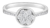 ESTATE .54CT DIAMOND 18K WHITE GOLD 3D CLASSIC FLOWER BEZEL LOVE FRIENDSHIP RING