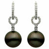 .29CT DIAMOND & AAA TAHITAIN PEARL 18KT WHITE GOLD 3D HUGGIE HANGING EARRINGS