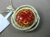 ESTATE LARGE 3.62CT DIAMOND & MULIT COLOR SAPPHIRE 18KT WHITE GOLD GLOBE PENDANT
