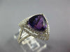 ESTATE LARGE 3.14CT DIAMOND & AAA AMETHYST 14KT WHITE GOLD 3D TRILLION HALO RING